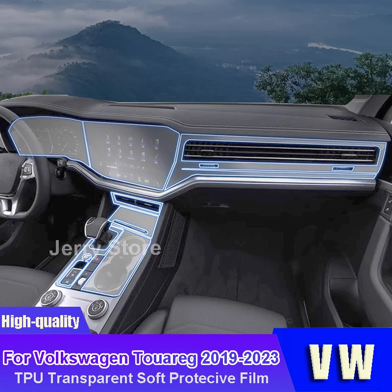 

For Volkswagen Touareg (2019-2023) Car Interior Center Console Transparent TPU Protective Film Anti-scratch Repair Car Stickers