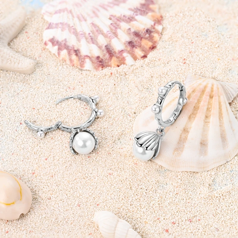 

925 Sterling Silver Earrings Sparkling Shell Pearl Drop Earring For Anniversary Wedding Jewelry Gifts