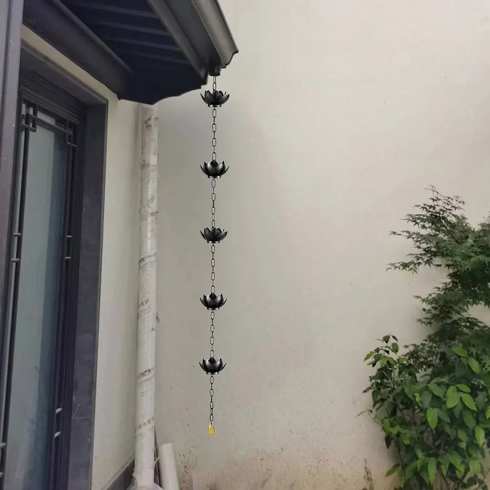 

120CM Lotus Rain Catcher Chain Outdoor Garden Hanging Rain Catcher Cups for Gutters Downspouts Outside