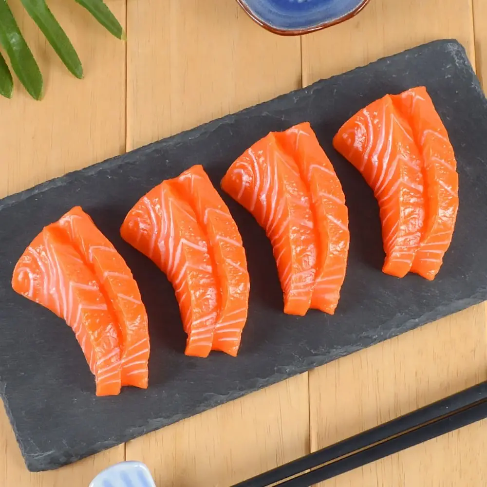 Realistic Salmon Model Simulated Sashimi Model Simulation Kitchen Toy Japanese Food Sushi Pretend Play Seafood Fake Food Toys