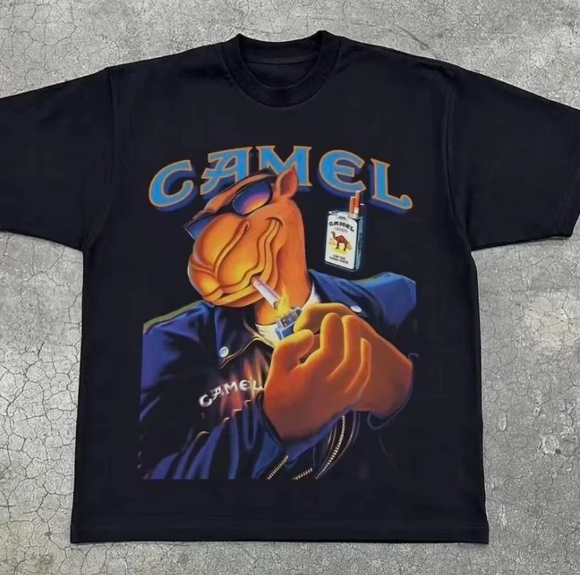 Joe Camel The Hustler T-Shirt Baumwolle Grafik-T-Shirt Herren Damen Sommer Streetwear – Detail 4