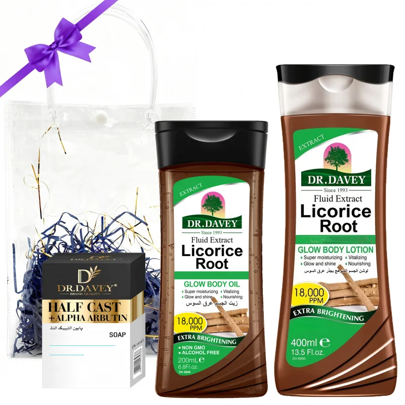 

Набор для ухода за кожей DR.DAVEY с экстрактом солодки: лосьон для тела, масло для тела, мыло с арбутином. Набор для ухода за кожей Four Seasons. Подарочный набор. Увлажняющий.