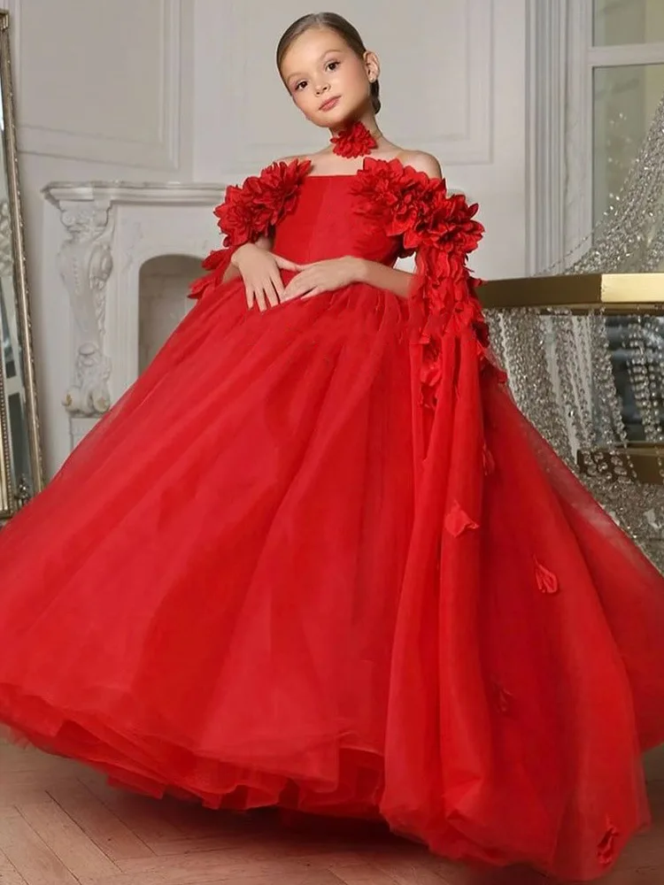 Bebé niños princesa tul plisado Teired vestido de niña de las flores niños vestido de primera comunión vestido de baile vestido de fiesta de boda cumpleaños