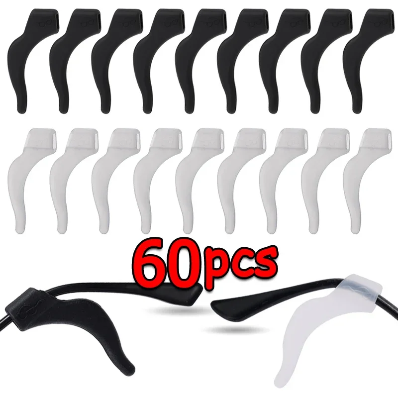 2-60pairs سيليكون المضادة للانزلاق الأذن السنانير النساء الرجال عدم الانزلاق نظارات الساق الأذن كم واضح مكافحة سقوط نظارات حامل اكسسوارات