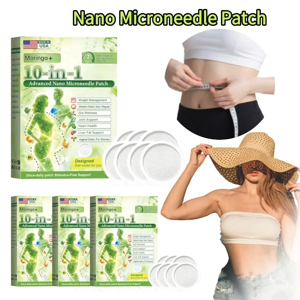 10-in-1  Moringa Nano Microneedle Patches Unisex 7PCS Body Shaping Stickers Skin Firming Contour Lifting Body Care Patches new