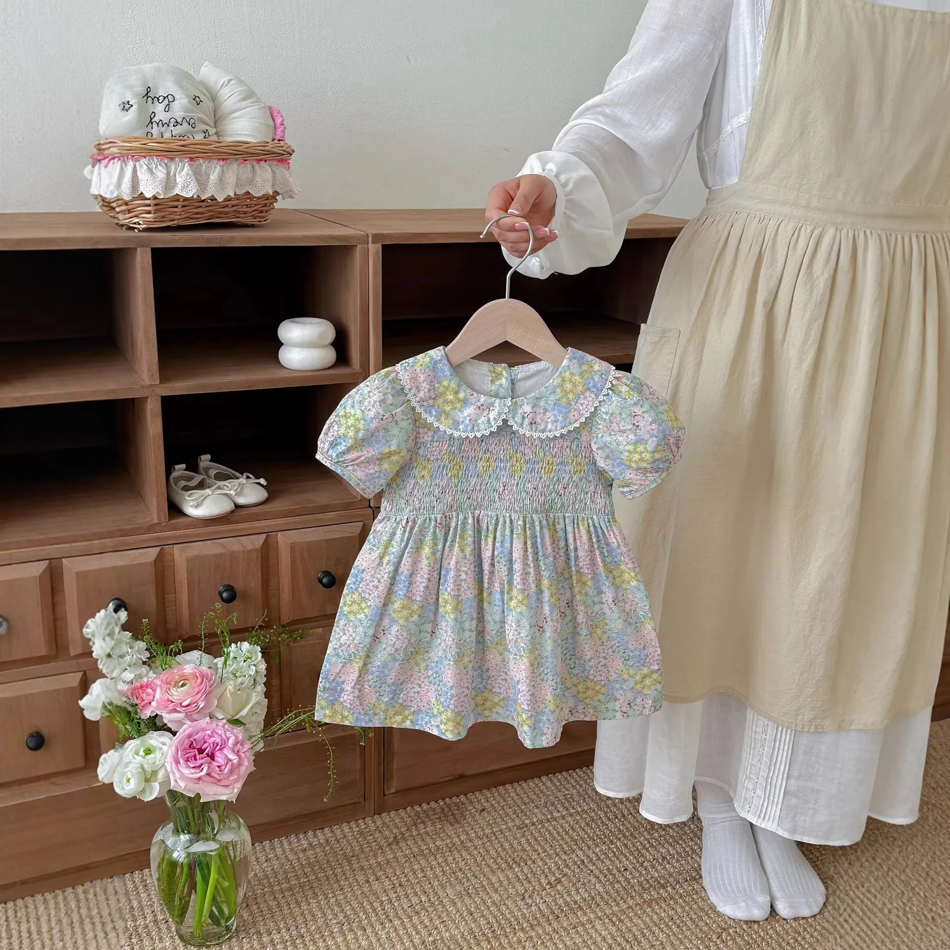 Girls' Summer Dress 2026 New Style Children's Korean Style Western-style Ruffled Floral Princess Dress Girl Temperament Dress