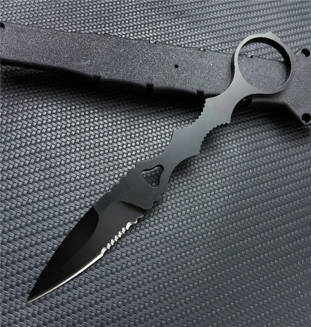 SOCP Spear Point BM 176 with Kydex Sheath Half Serrated Blade Tactical Knife Bushcraft Mini Pocket Survival Camping EDC Tool