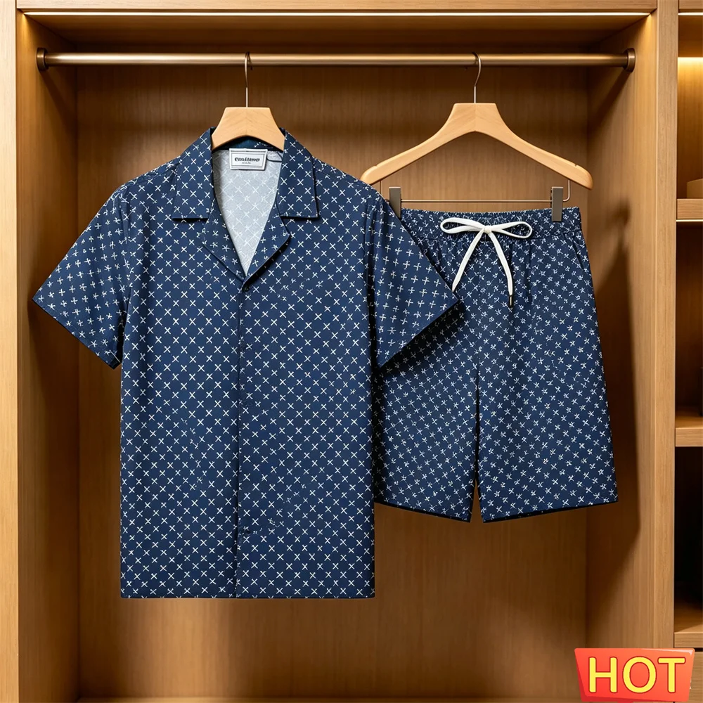 Men's Summer Suit Daily Casual Short Sleeve Tee Tops +Shorts 2 Piece Outfit Fashion Loose Shirts Sets Street Hip Hop Men Clothes view 3