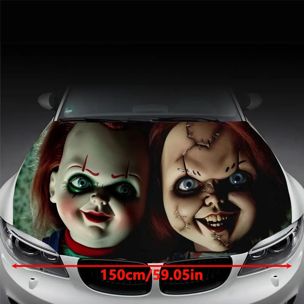 Red Lips Chucky Horror Movie Boy Car Hood Wrap Color Vinyl Sticker Truck Graphic Bonnet Auto Accessories Decoration Decal Gift