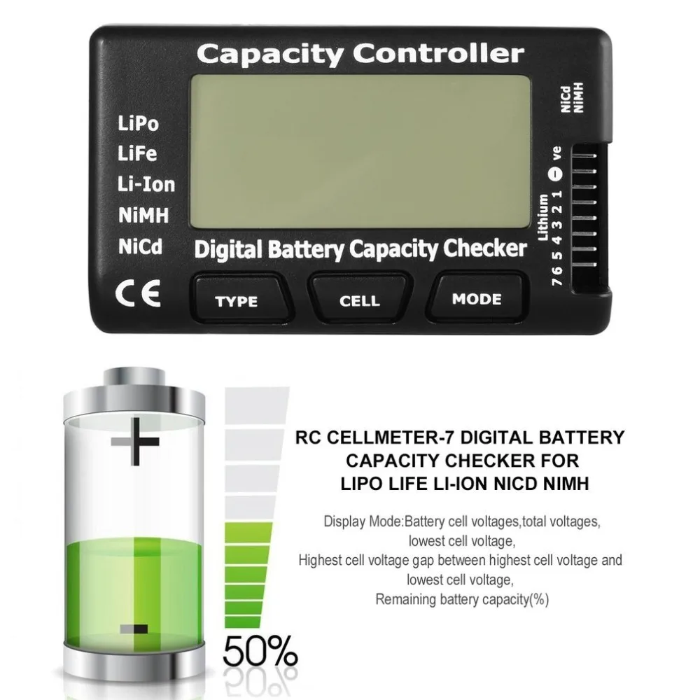Universal RC CellMeter-7 Digital Cell Battery Capacity Checker For LiPo LiFe Li-ion Nicd NiMH Battery Voltage Tester Checking