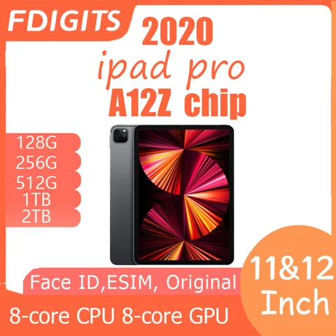 2020 아이패드 프로 A12Z 칩, 11 인치 및 12 인치, 128G, 256G, 512G, 1T, 2T, 와이파이 셀룰러 페이스 ID, 8 코어 CPU, 8 코어 GPU, 8 코어 신경 엔진