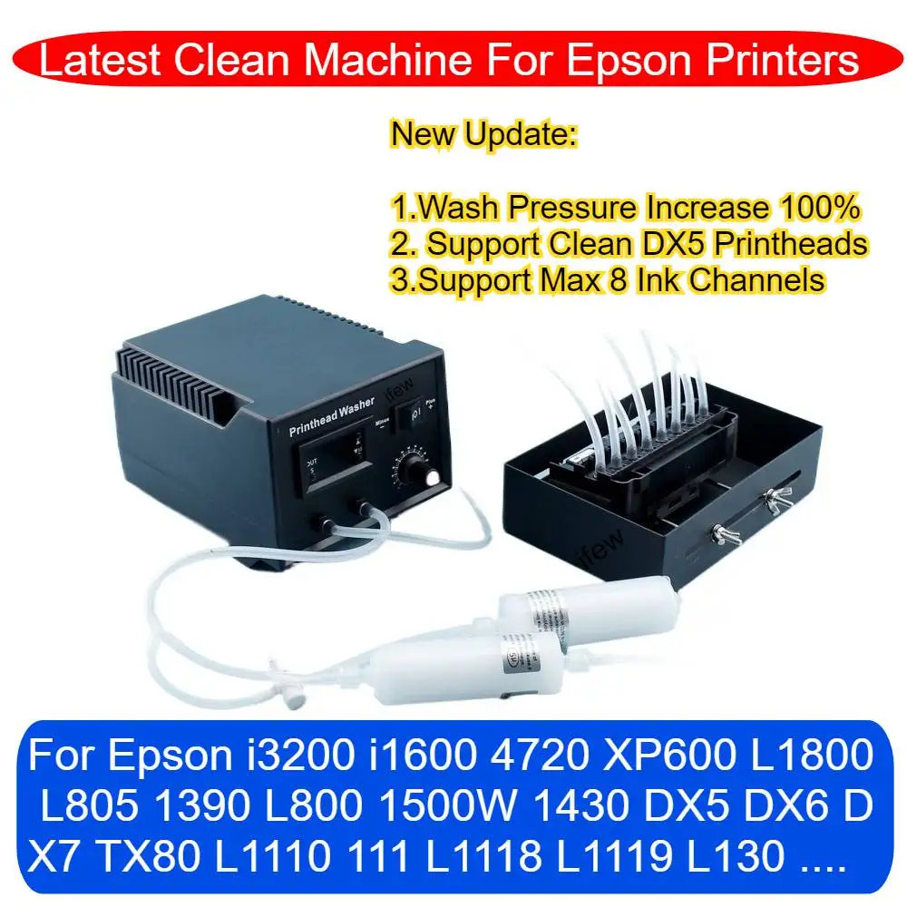 

DX5 XP600 DTF Printhead Clogged Cleaning Machine Cleaner Kit Washer For Epson i3200 i1600 L1800 L805 1390 UV Printer Head Unclog