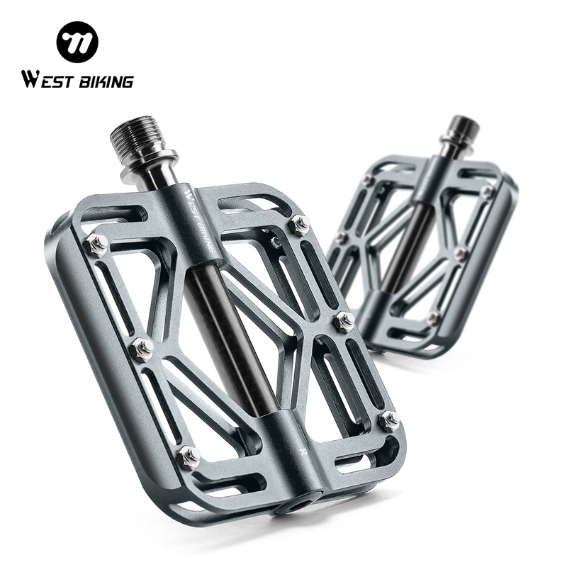 

3 Bearing Aluminum Bike Pedals Ultralight Sealed MTB Road Flat Pedal with Removable Anti Slip Nails Labor Saving Bike Pedals