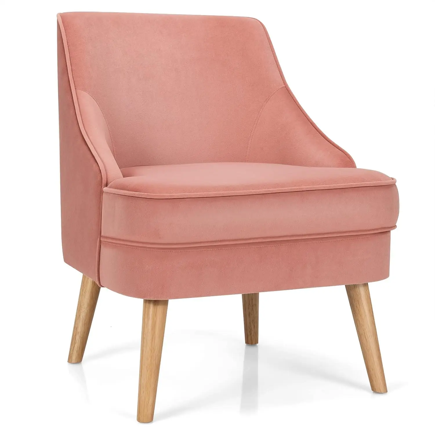 

Велюровое кресло в стиле середины века, одноместный диван, удобное кресло-шлепанец без подлокотников, для гостиной и спальни, розовое, на заказ