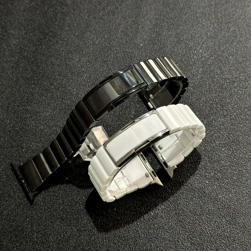 Men's Luxury Ceramic Strap Stainless Steel Buckle For Apple Watch Ultra 3/2 49/46/45/44/42/41/40mm iWatch 11/10/9/8/7/6/5 Band