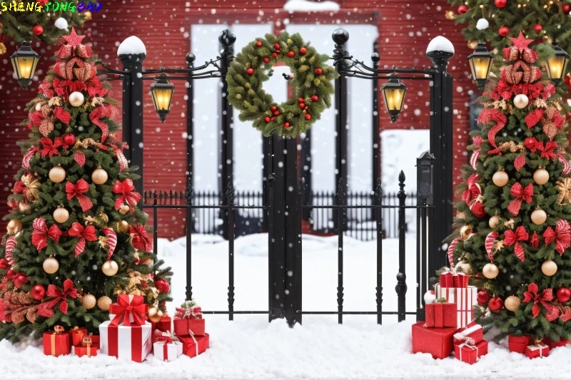 

Christmas Day New Year Party Photography Backdrops Prop Window Living Room Interior Xmas Tree Snow Theme Photo Background BG-44