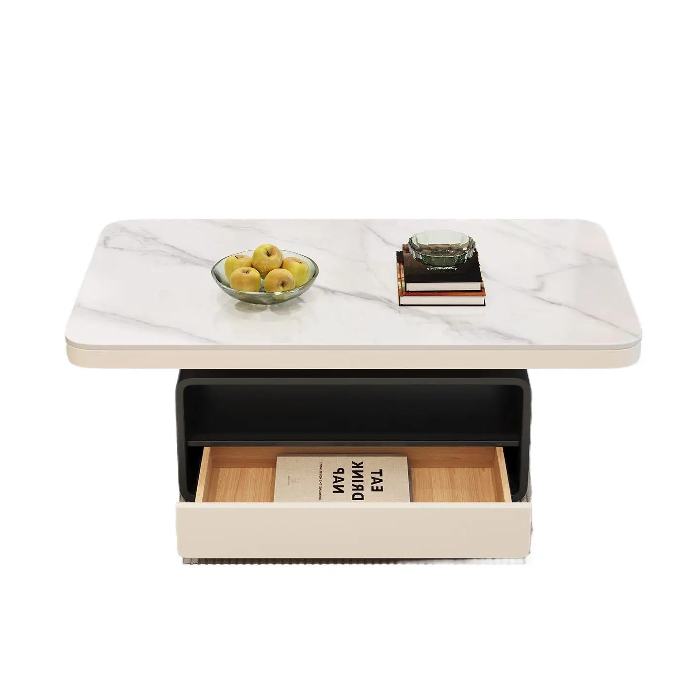 

Customized light luxury modern cream style rectangular coffee table living room small apartment home designer high-end tea table