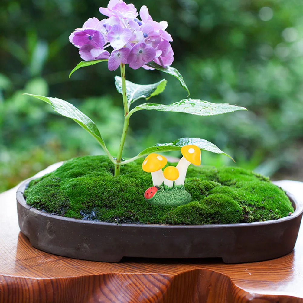 

12pcs Cartoon Mushroom Figurine Purple Rabbit Resin Miniature Crafts Bonsai Decor Micro L naments Gardening Statue