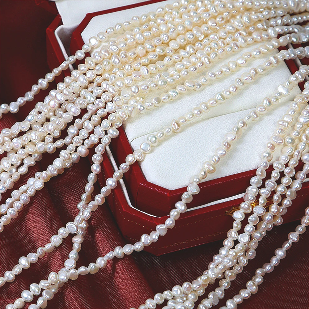 Elegant Mini White Freshwater Pearls 3.5-4mm Natural Loose Beads 6/8mm Hole for DIY Jewelry Making Necklace Bracelet Accessories
