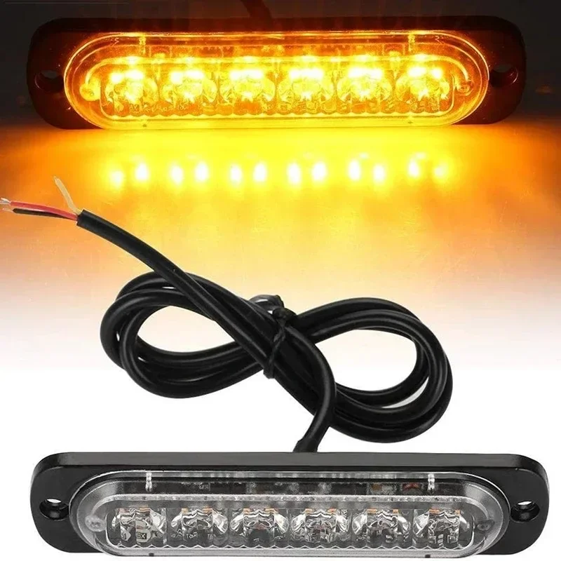 2 Pcs 6LED 12/24V Side Marker Warning Lights Daytime Running Lights for Trucks Cars LED Tail Lights Fiexed Warning Light Bar