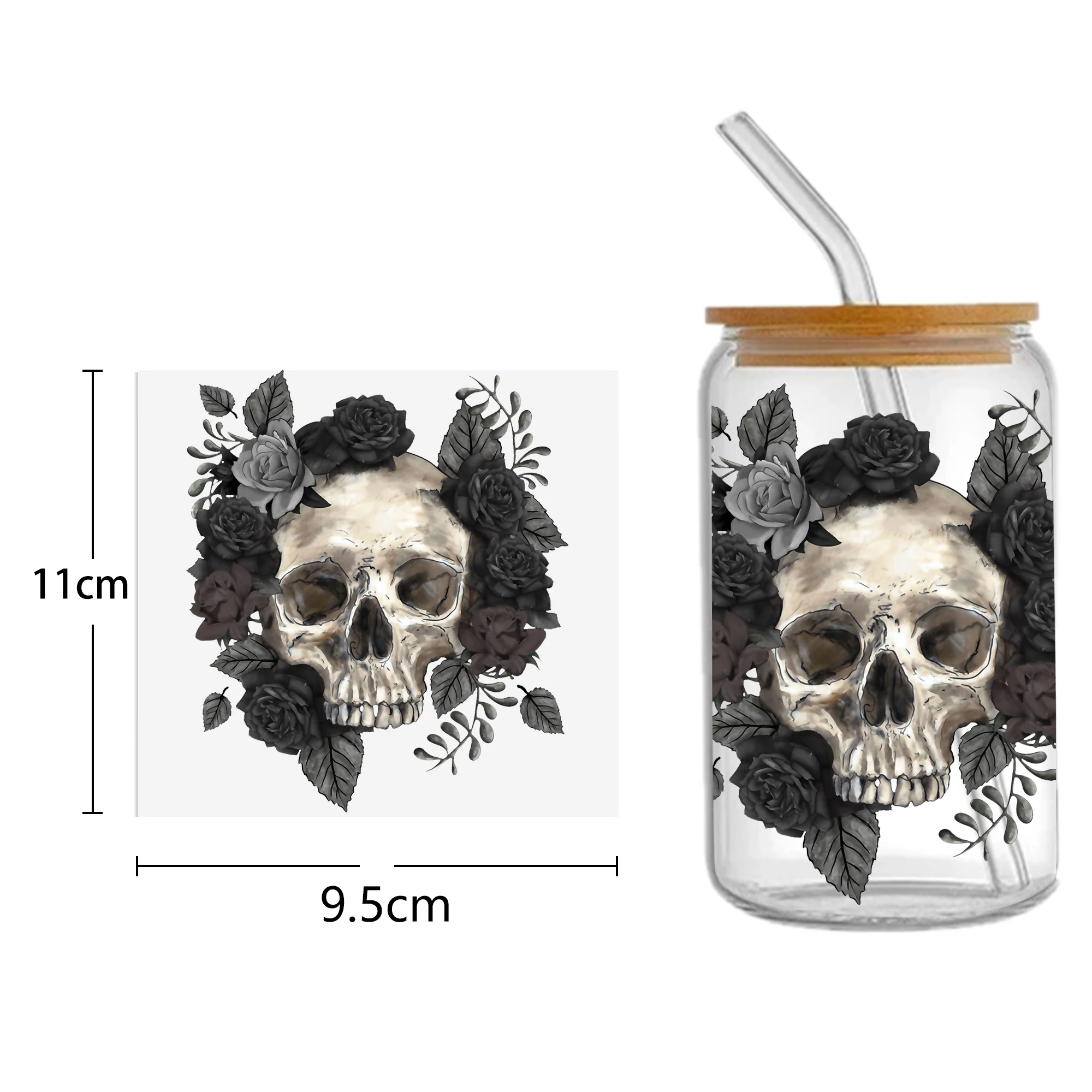 Skeleton Halloween 16oz Tumble - Sticker Label Template 评论和价格