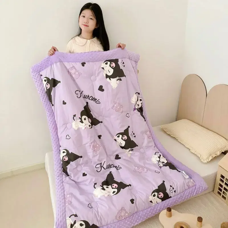 

Sanrio Cinnamoroll Anime Kawaii Knitted Cotton Quilt Cute Cartoon Kuromi Pochacco Students Warm Bed Cover Gifts for Kids