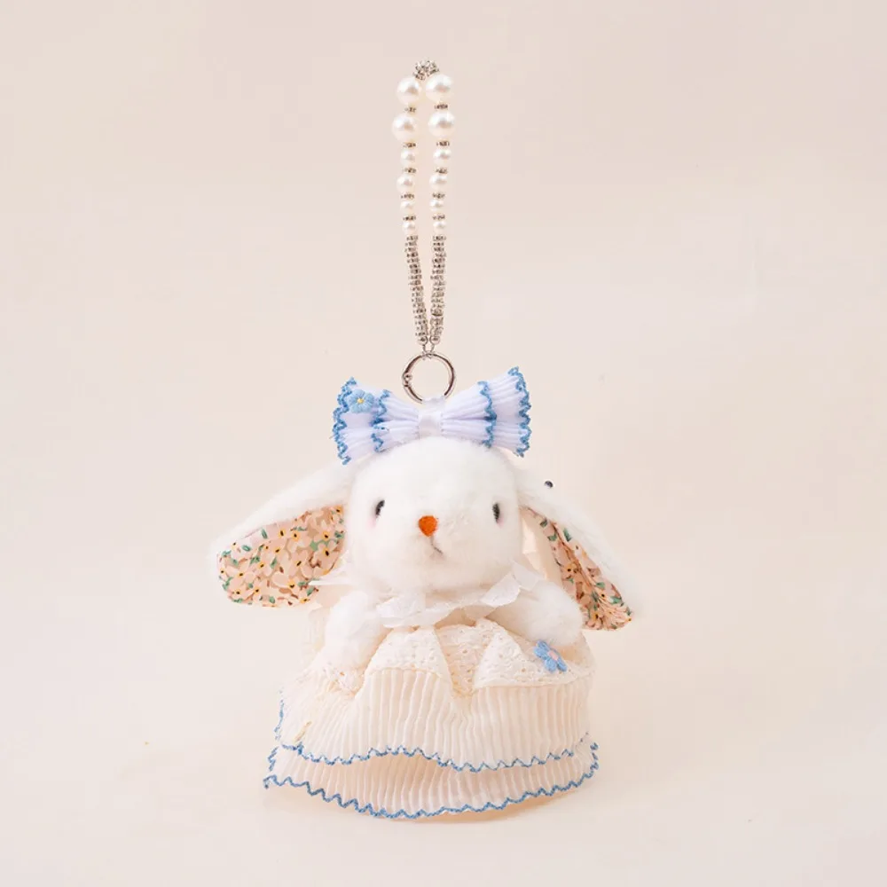 Portachiavi con coniglio in peluche con bambola di coniglio, peluche ripiene morbida, orecchio cadente, ciondolo con ciondolo a forma di borsa simpatico cartone animato