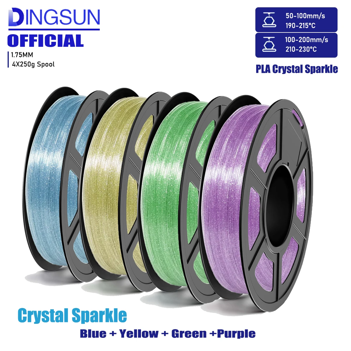Translucent PLA Filament 1.75mm,  Crystal PLA , Spool 250g/500g/1KG, Dimensional Accuracy +/- 0.02 mm, Fits Most FDM 3D Printers