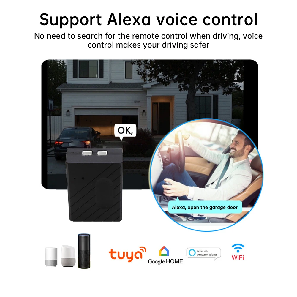 WiFi Smart Garage Door Opener DC5V Mobile Phone Remote App Remote Controll Support Alexa Voice Control & Google Home