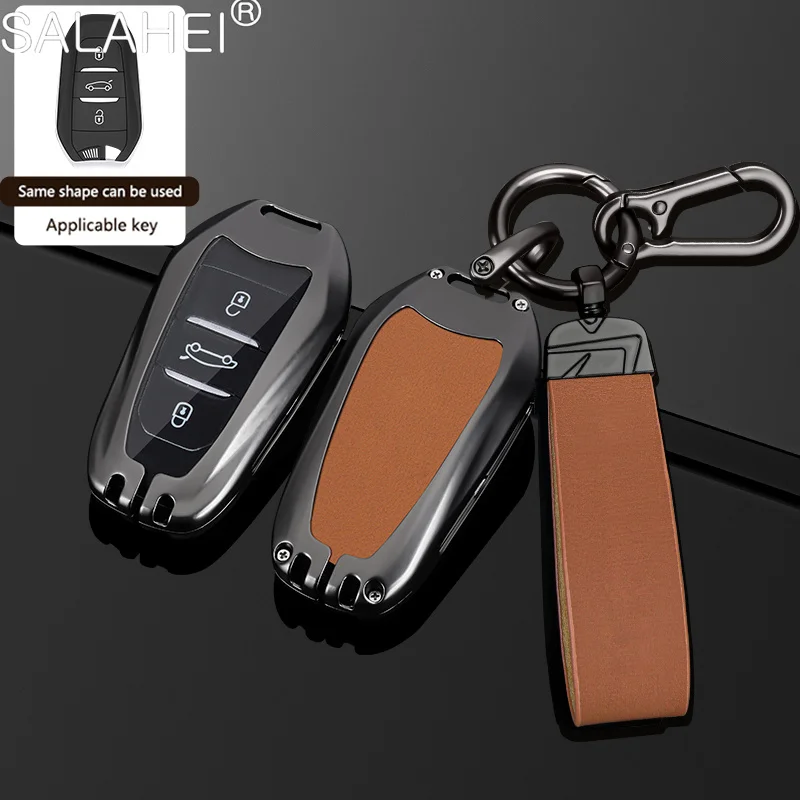 

Zinc Alloy Leather Car Key Cover Case Shell Fob for Peugeot 3008 4008 5008 DS5 DS6 For Citroen C4 C4L C6 C3-XR Auto Accessories