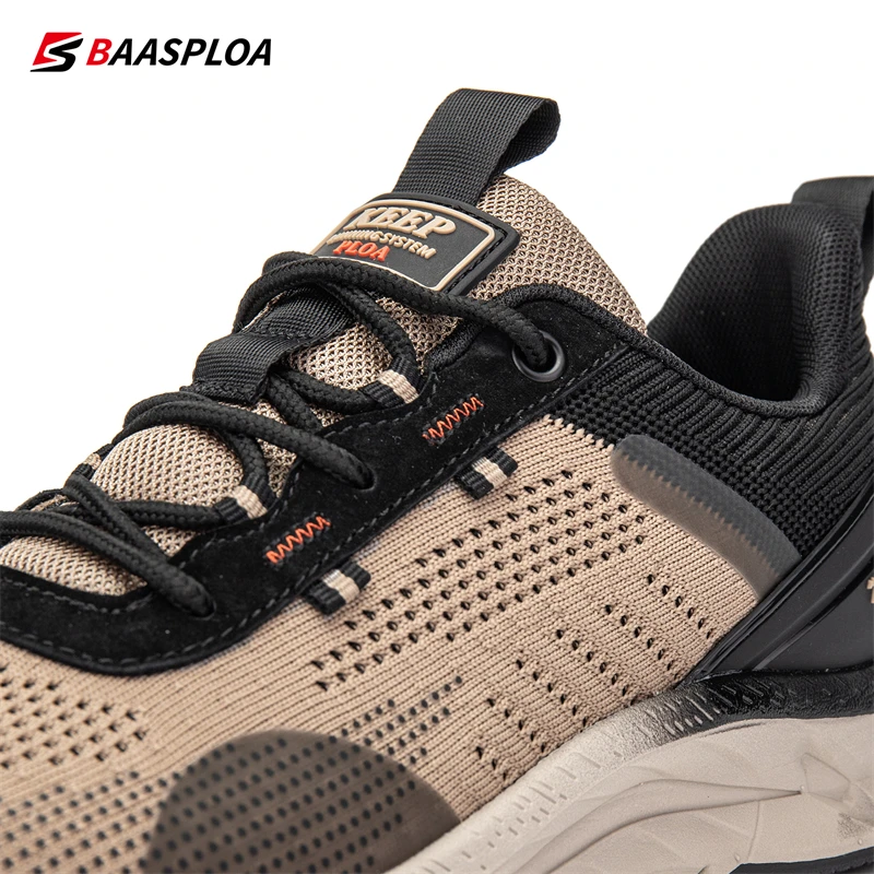 Baasploa 2023 New Men Fashion Sneakers Breathable Casual Running Shoes Anti-Slip Shock-Absorbing Knit Walking Shoes