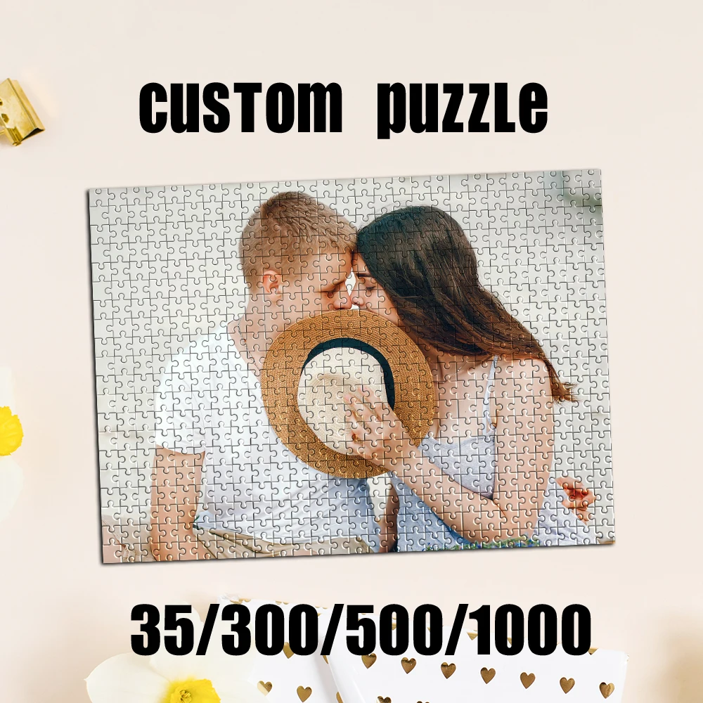 

35/300/500/1000 шт. Персонализированные фото-пазлы с индивидуальным дизайном, для парных фотосессий, ручной работы, для создания фотостены