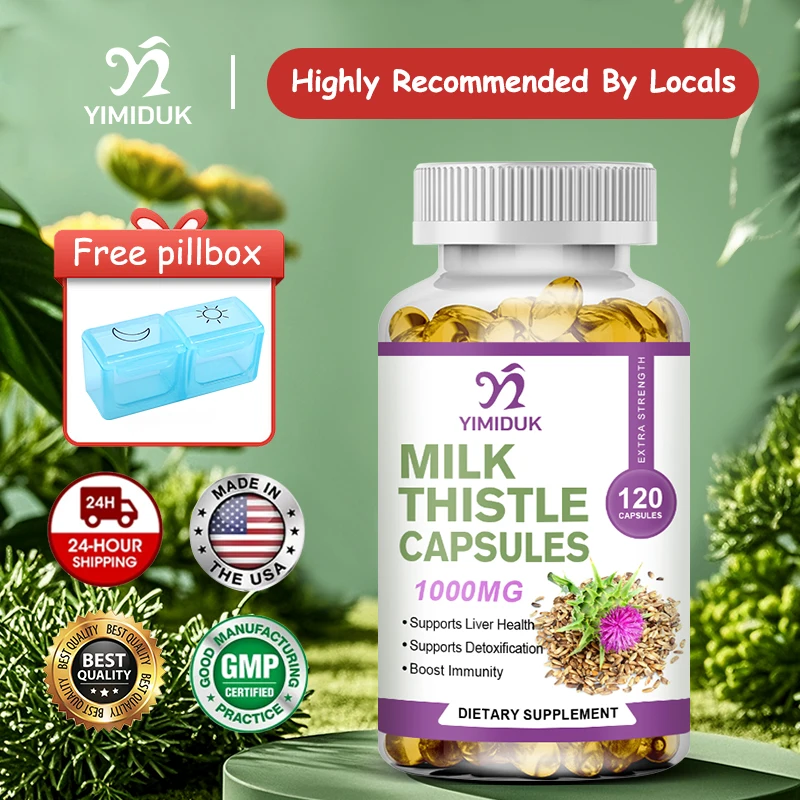 

Yimiduk Milk Thistle Extract Capsules, for Liver Health, Hangover Relief & Repair, Promotes Healthy Cholesterol & Blood Sugar