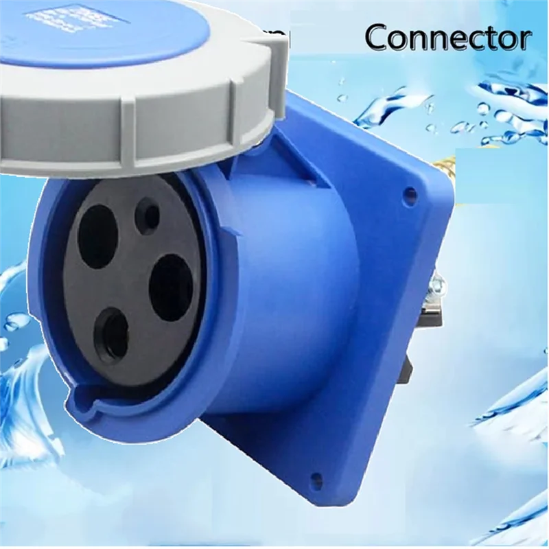

【MEET】200V-250V 2P+ E 6H 3Pin 63A IEC 60309 IP67 Waterproof Female Industrial Connector Socket