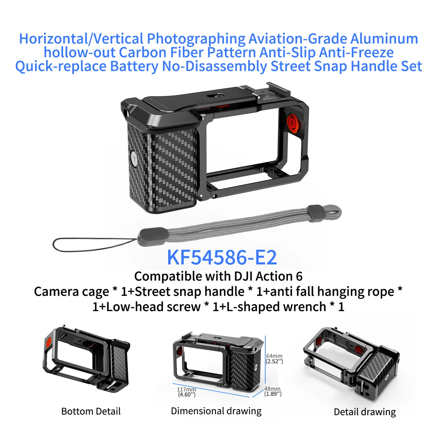 Neues Magnetisches Action6 Käfig-Griff-Set für DJI Osmo Action 6 Kamera Schnellverschluss Horizontal Vertikal Halterung Stativ Selfie-Stick – Detail 18