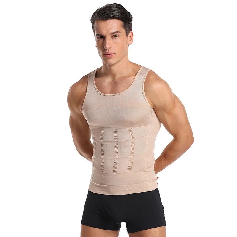 Men\'s Shapewear Slimming Body Corset Vest Shirt Compression Abdomen Tummy Belly Control Slim Waist Cincher Underwear Sports Vest