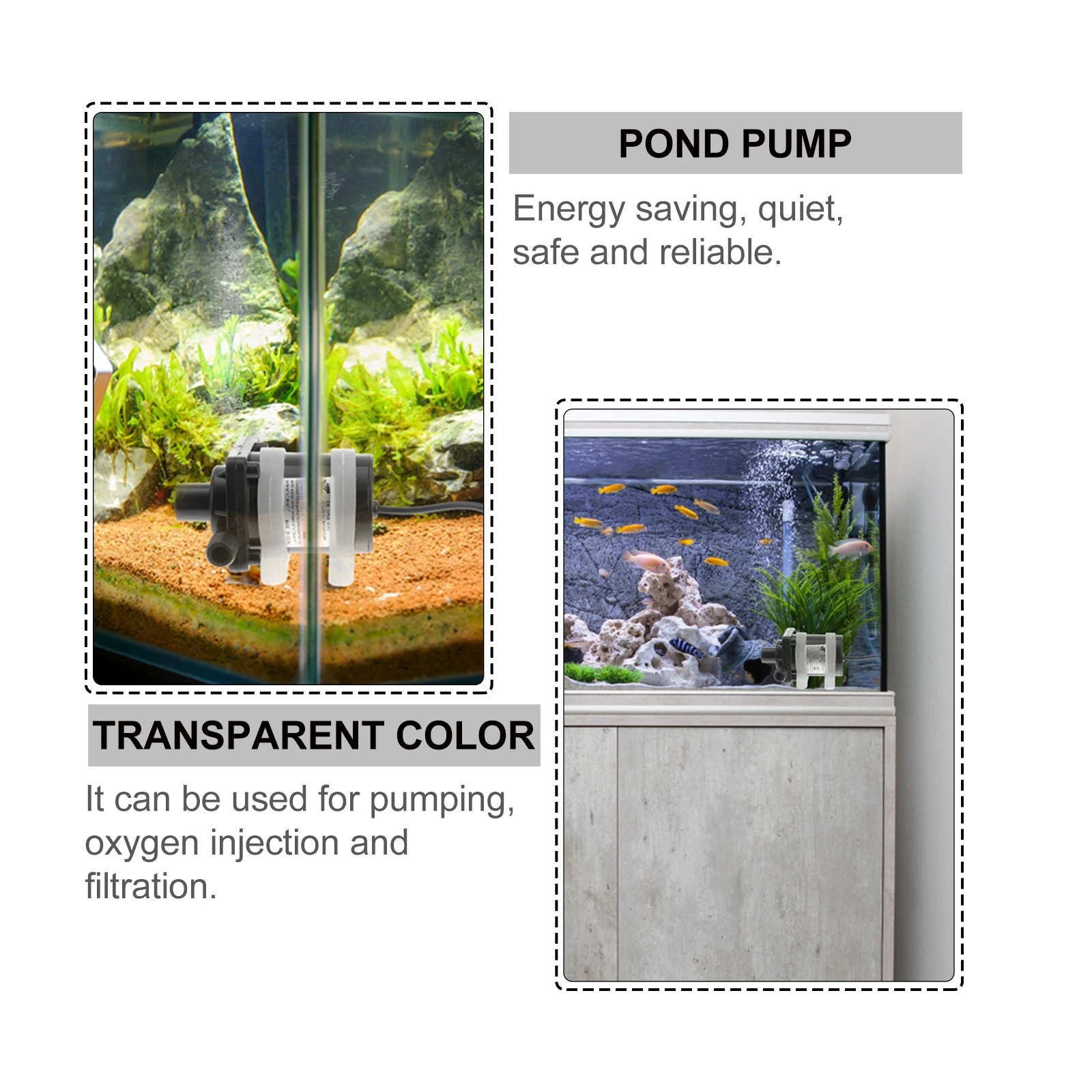 

Quiet Pump Submersible Aquarium Pump Fish Tank Pond Water Garden Pump Compact Immersible Pump 12-24V