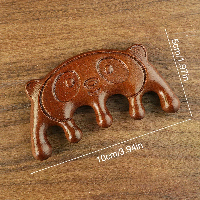 Sandalwood Panda Massage Comb Head Meridian Scalp Comb Face Eye Shoulder Neck Scraping Treatment Hair Care Anti-static Comb