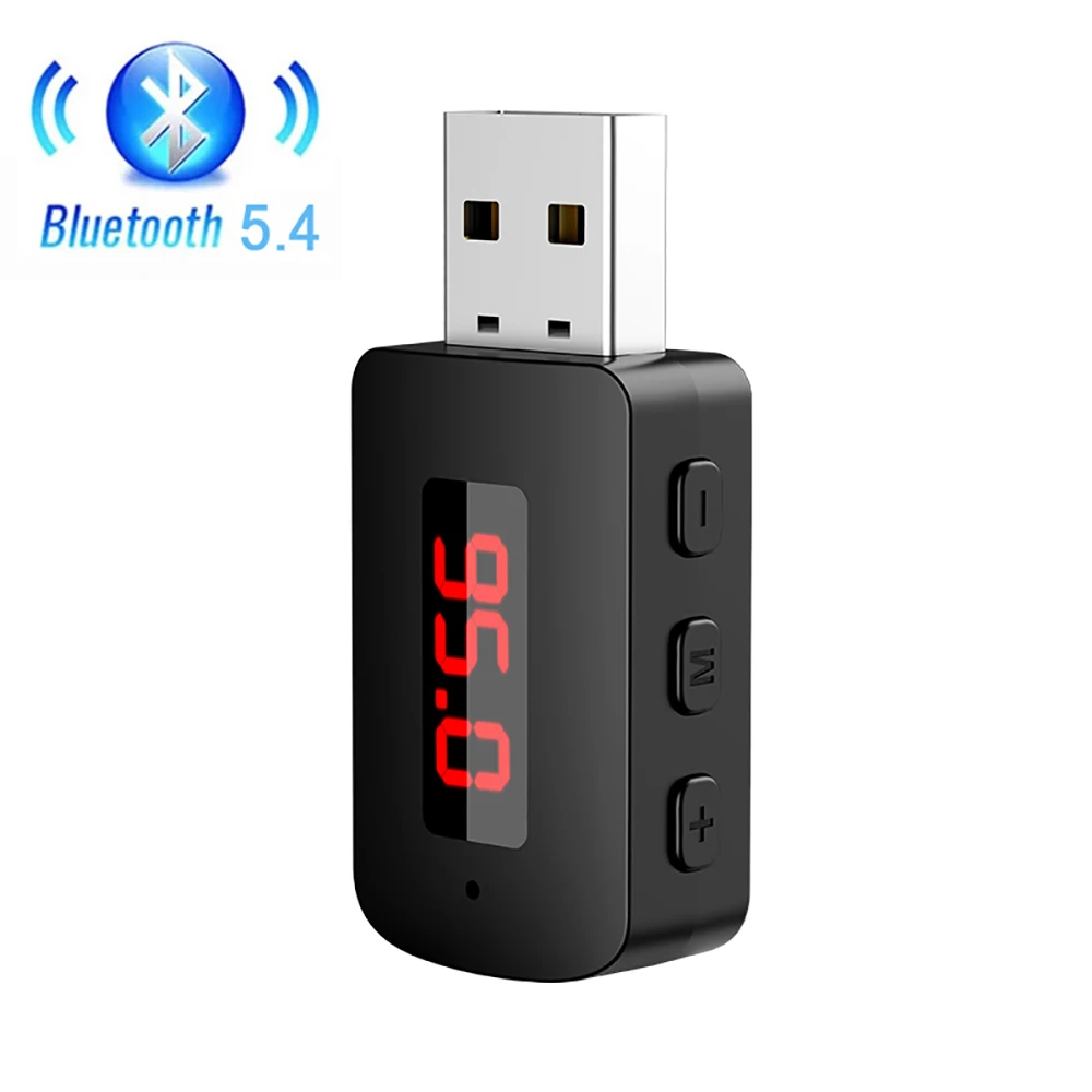 Bluetooth 5.3 FM Transmitter Mini USB Wireless Audio Adapter Car Kit with LED Display Handsfree Call for Auto Radio Receiver