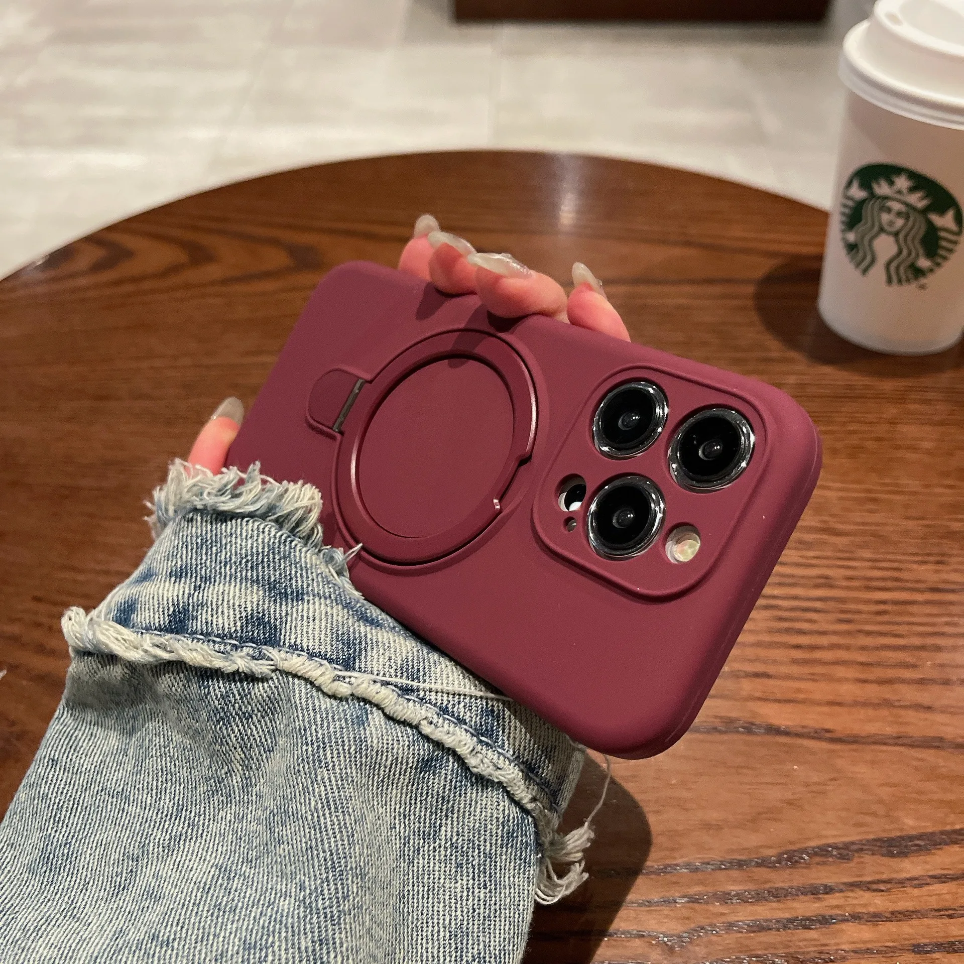 

Liquid Magnetic Stand Phone case For iPhone 17 16 15 14 13 12 Pro Max Cases Magnetic Wireless Charging Soft Cover