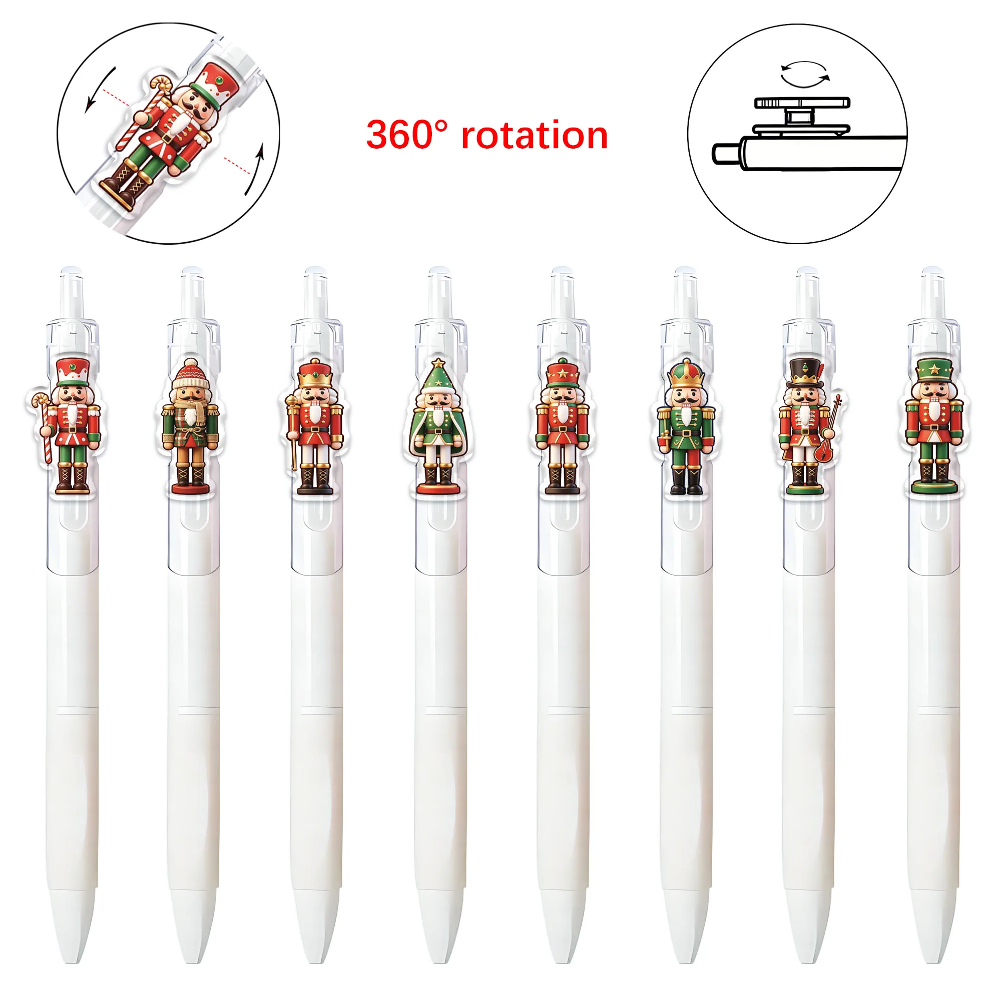 8pcs Rotating Nutcracker Ballpoint Pen Pattern Random
