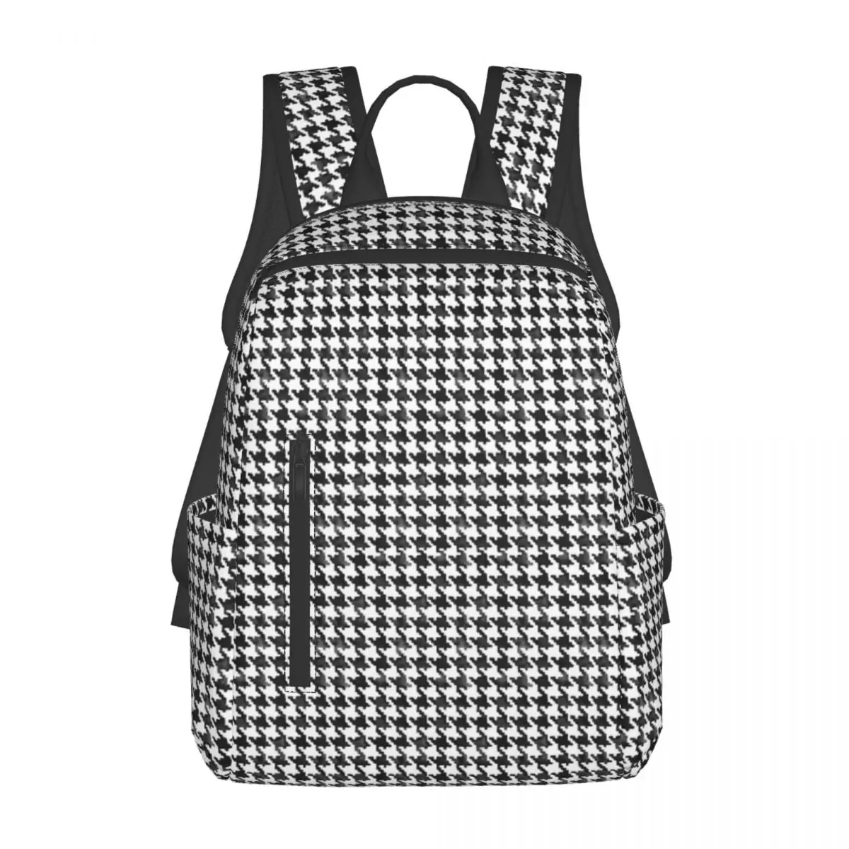 

Houndstooth Black And White Pattern Backpack Daypack Large Capacity Kids BookBag School Bag Shoulder Bags for Men Women