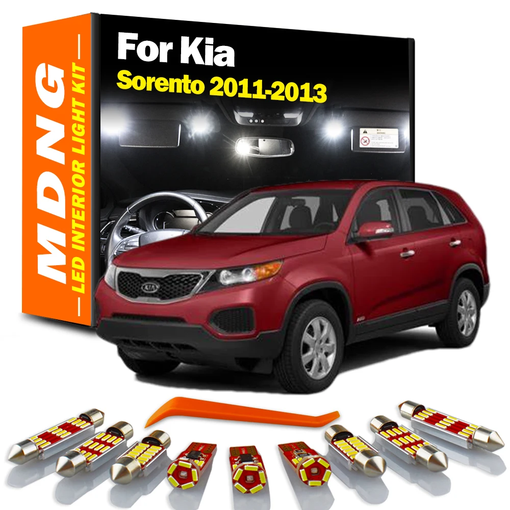 MDNG 8Pcs Canbus Interior Led Light Kit For Kia Sorento 2011 2012 2013 Map Reading Dome Trunk License Plate Light Car Led Bulbs