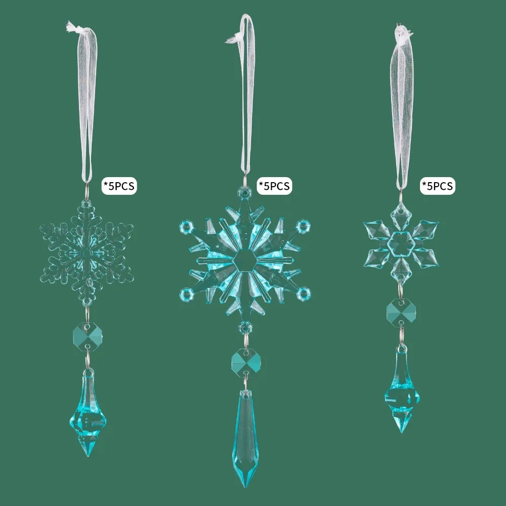 

15Pcs Acrylic Christmas Snowflakes Transparent Clear Simulation Icicle Pendants Hanging Pendant Shatterproof Acrylic Snowflakes