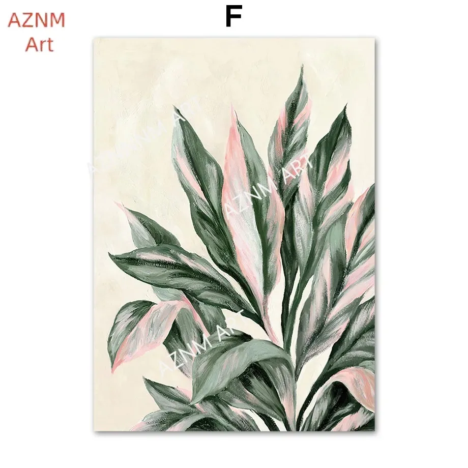 Plant Leaf Flower Girl Geometry Color Block Pink Green Abstract Poster Prints Wall Art Painting On Canvas Living Room Home Decor