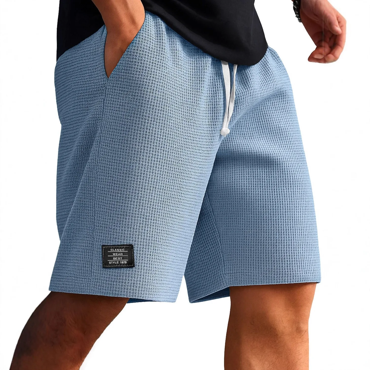 

Sports Shorts Men's Summer American Casual Pants Waffle Gridshalf Length Pants