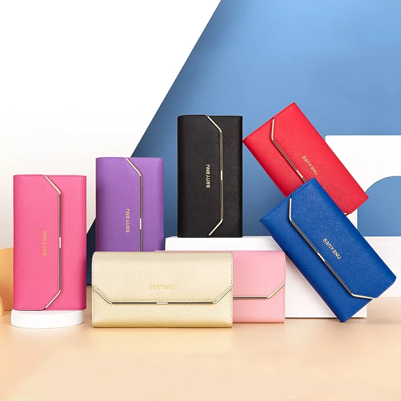 New Fashion Long Women Wallets Luxury Designer Genuine Leather RFID Card Holder Wallet for Women Clutch Purse Wallet Red Purses