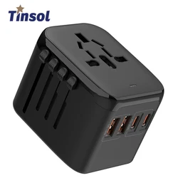 Adaptador de viaje Universal todo en uno, cargador de viaje con 2 puertos USB y 2 cargadores de pared tipo C para EE. UU., UE, Reino Unido, AUS, viajes en todo el mundo