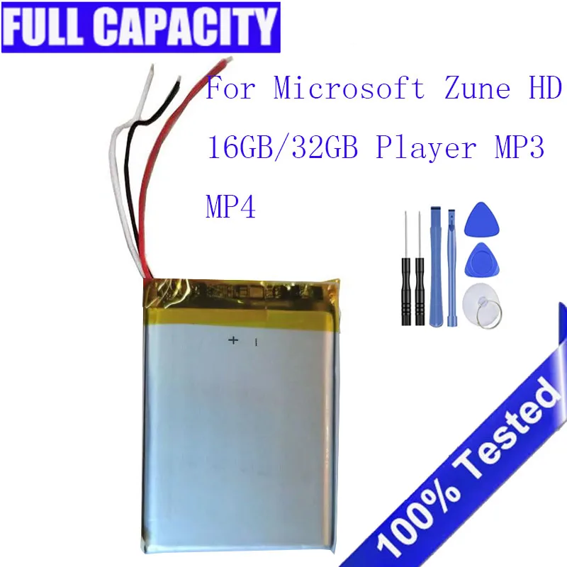 3.7V 1500mAh Polymer Lithium Battery For Microsoft Zune HD 16GB/32GB Player MP3 MP4 3 Wires + Free Tools