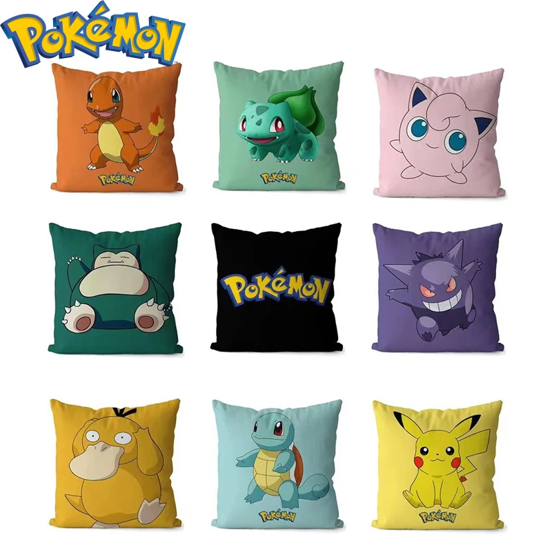 

Pokémon Pikachu Snorlax Gengar Charmander Anime Polyester Cushion Pillowcase Home Cute Decorative Gift Christmas Holiday